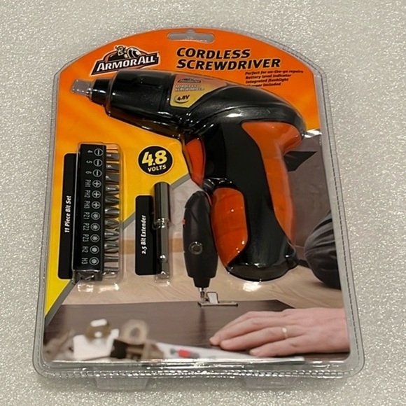 🆕 Armor All Cordless Screw Driver 11 Piece Bit Set 2.5 Bit Extender 4.8 Volts - Picture 1 of 2